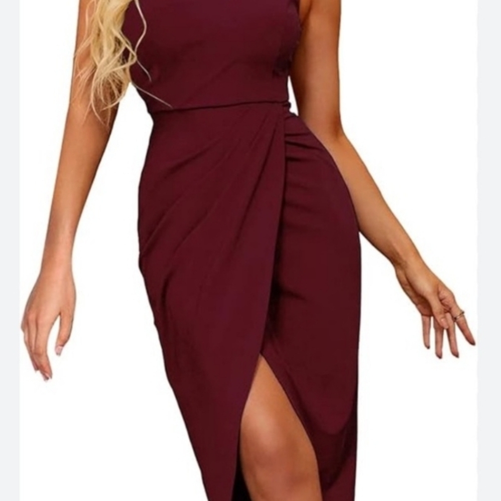 LULUS Elegant Burgundy Sleeveless Dress
